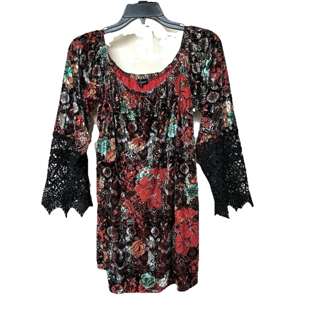 Velvet Mechant Top Sm Pullover Off Shoulder Dark Floral Boho Whimsigoth Witchy